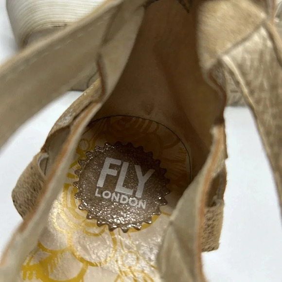 Fly London Want Sandals Heeled Lace Up High Heels Metallic Gold Size 40 9 9.5 - Picture 8 of 10